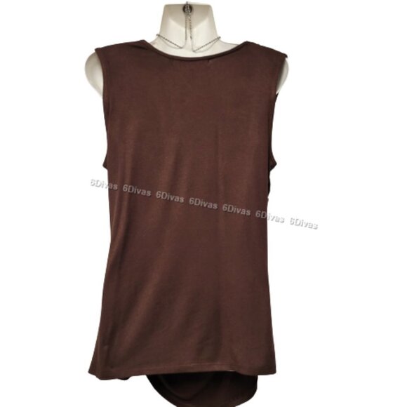 Womens Sleeveless Top, Cotton Brown Top, Comfy Blouse Top - Size S M L XXL - NEW - Picture 4 of 11